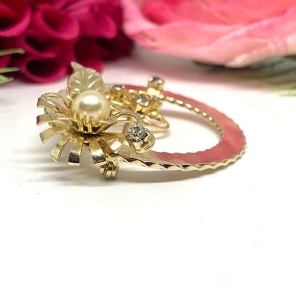 ⚜️VINTAGE Golden Garden Brooch With Pearl Daisy - Picture 7 of 10